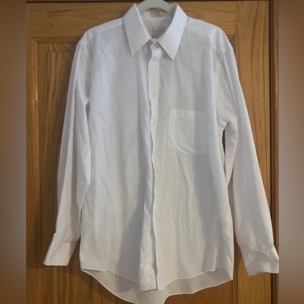 Men’s Button Down Dress Shirt White 16-35